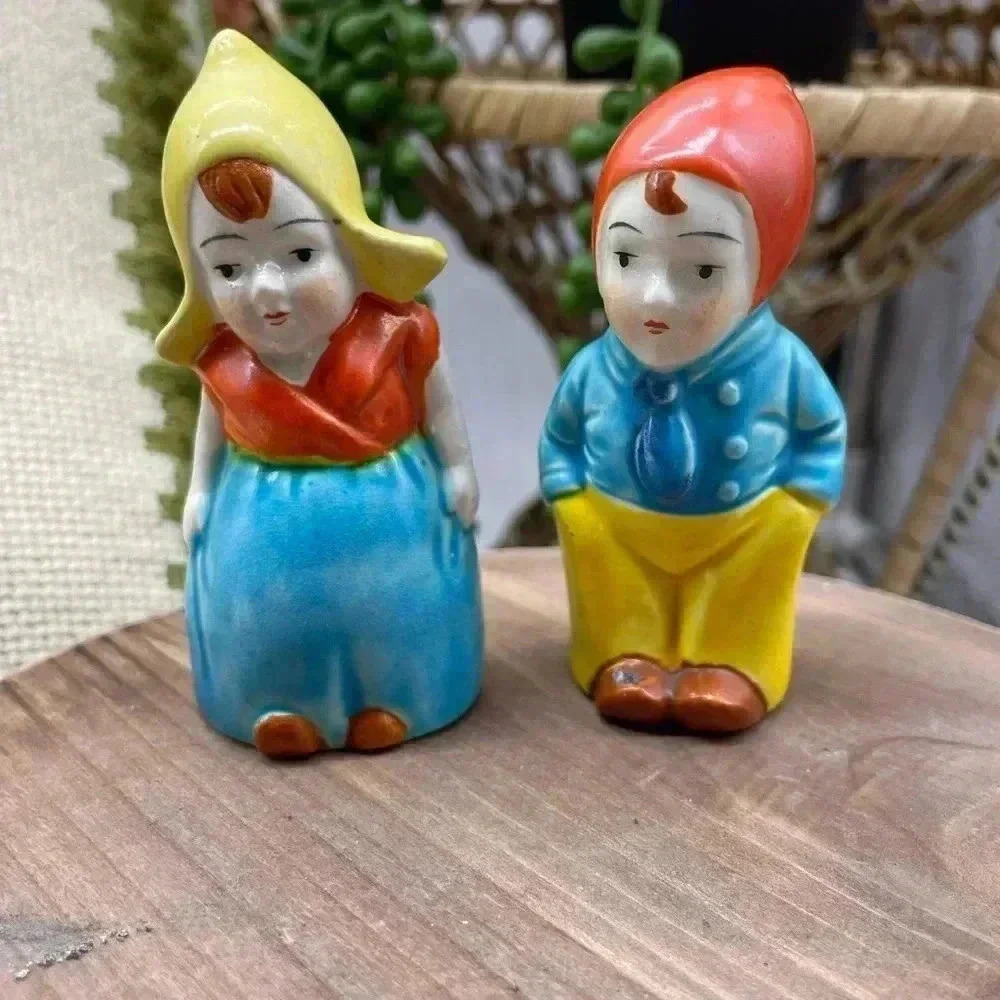 Pair of Dutch Boy and Girl Salt and Pepper Shakers